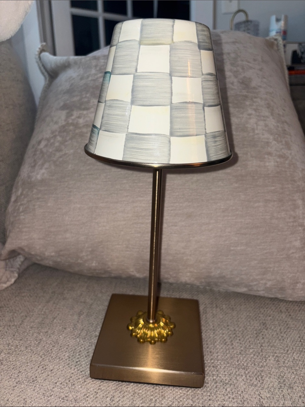 Mackenzie Childs Sterling Check LED Cafe Table Lamp